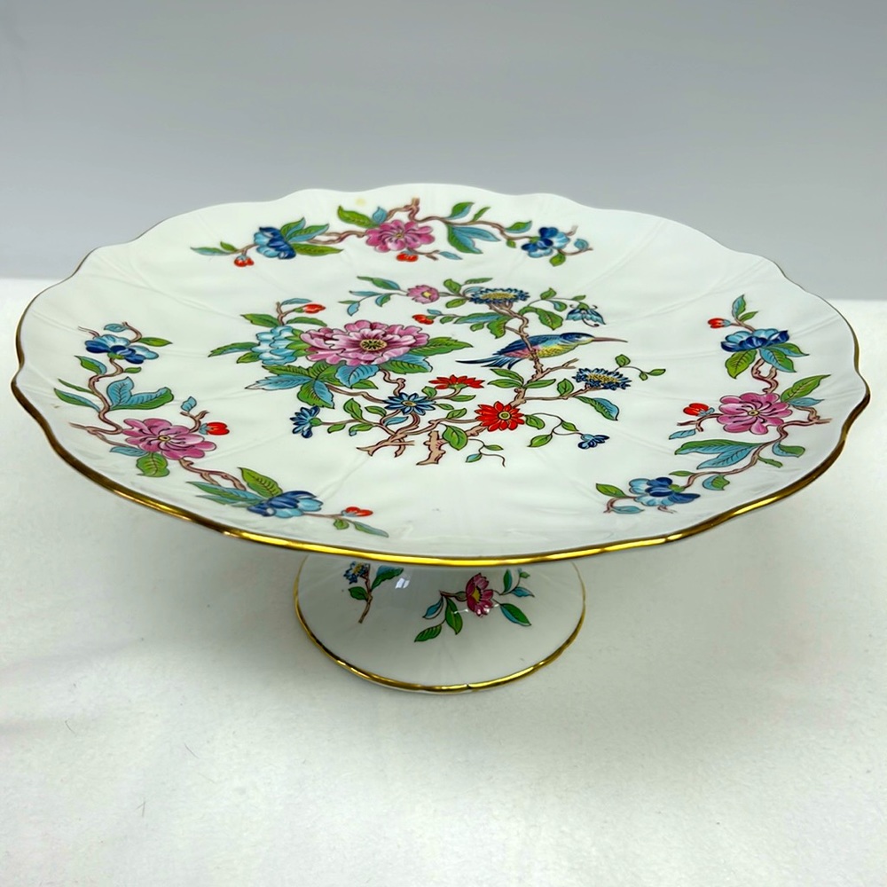 Vintage AYNSLEY “ Pembroke” bone china pedestal cake plate made in England